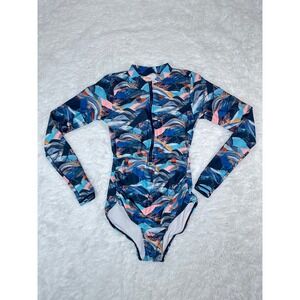 AXESEA Womens Feeling Nature‎ Front Zip One Piece Swimsuit size 6